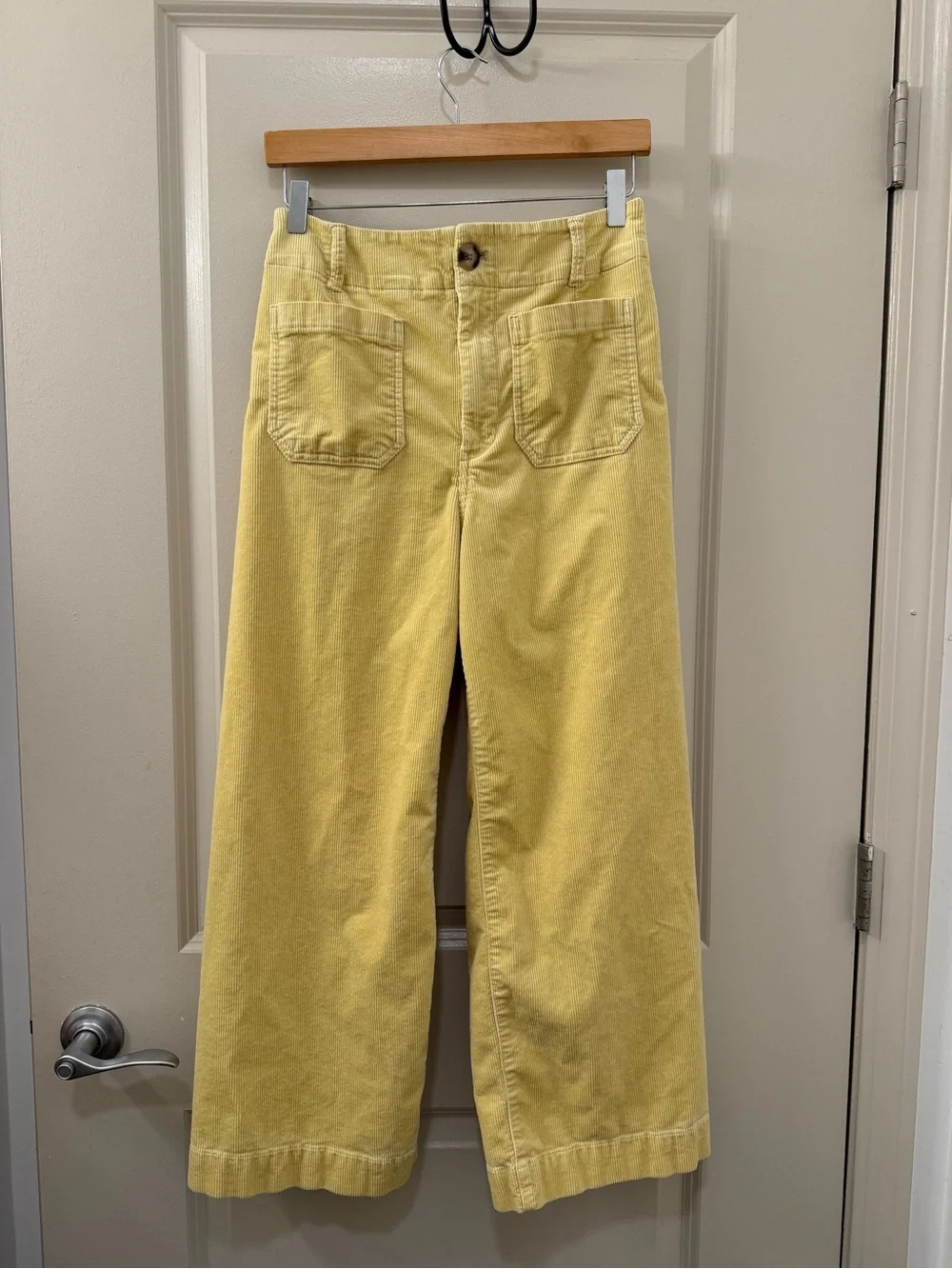 Maeve Anthropologie The Colette Wide Leg Pant in Soft Yellow Corduroy Size 29